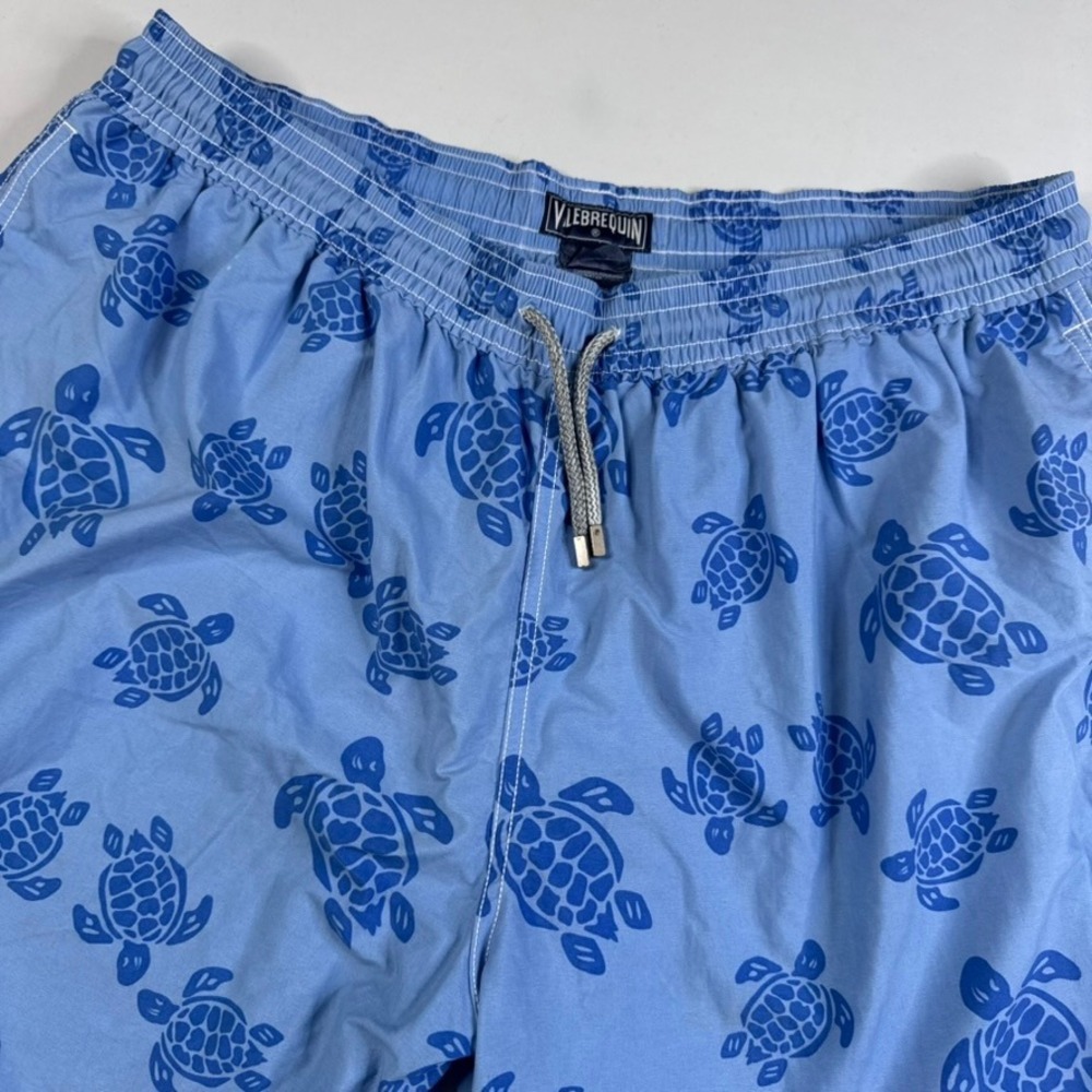 Vilebrequin Swim Trunks Mens 5XL Blue Moorea Sea Turtle Print Board Shorts